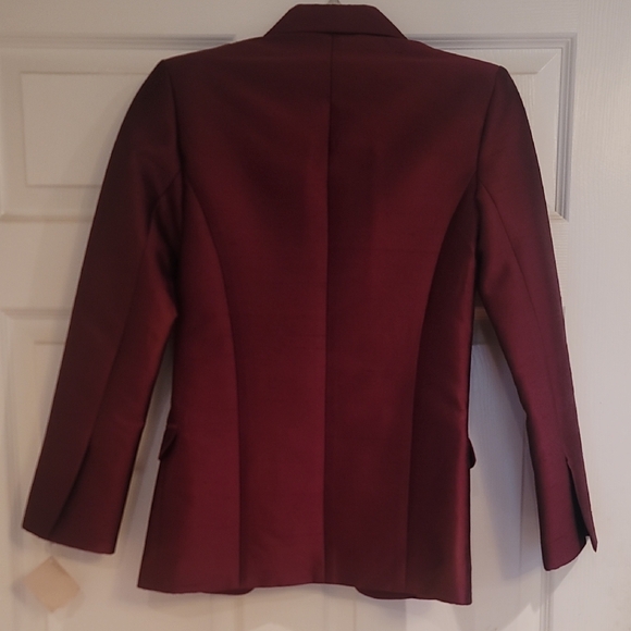 Petite Elegant Burgundy Silk Wool Womens Blazer NWT - Picture 4 of 5